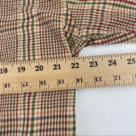 Tommy Hilfiger Button Down Shirt Girls Large Tan Red Plaid - Picture 8 of 10